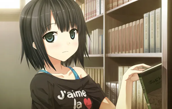 Girl, books, anime