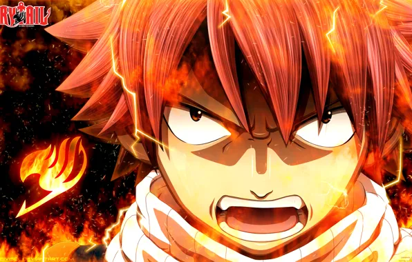 Picture fire, flame, anime, art, rage, Fairy Tail, Tale of fairy tail, Natsu Dragneel