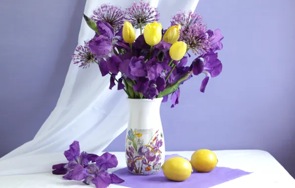 Picture lemon, Tulip, iris