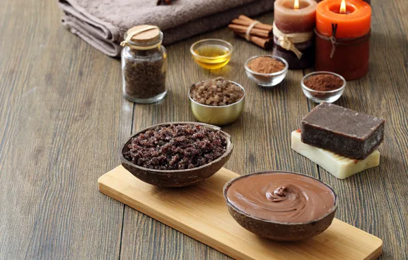 Chocolate, soap, cosmetics, salt