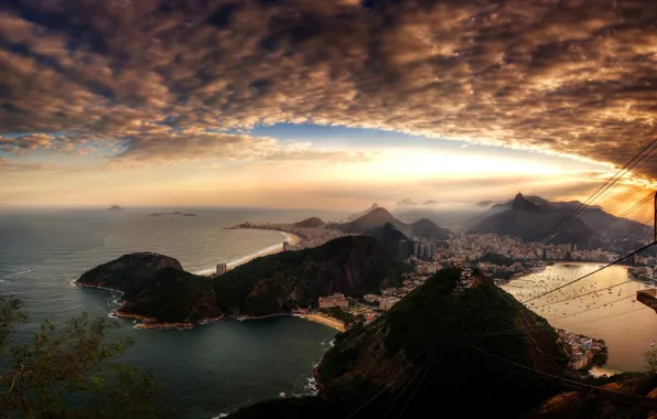 The sky, clouds, sunset, the city, home, Rio