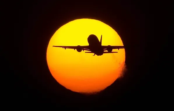 Picture flight, the plane, The sun