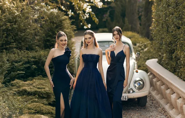 Wallpaper woman, model, car, young, dress, beautiful