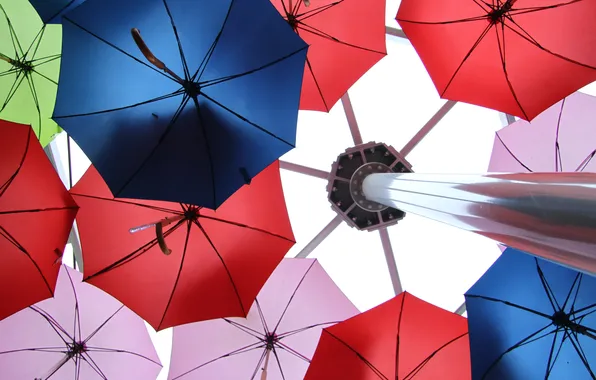 Colored, color, post, umbrella, umbrellas, view, column