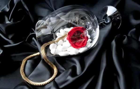 Gold, glass, rose, silk, decoration, rose, gold, flower