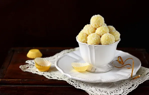 Food, coconut, candy, Cup, still life, dessert, cup, still life