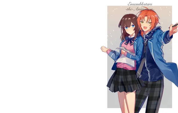 Girl, background, anime, art, guy, Fanart, Ensemble Stars!, Anzu