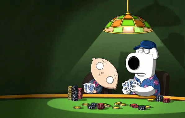Picture dog, look, poker, stewie, brian, Family guy