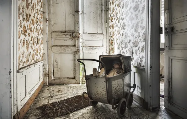 Doll, door, stroller