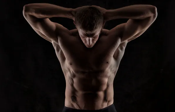 Power, body, shadows, male, torso, muscles, press