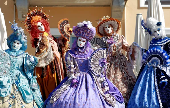 People, girls, holiday, Venice, image, carnival, mask, outfits