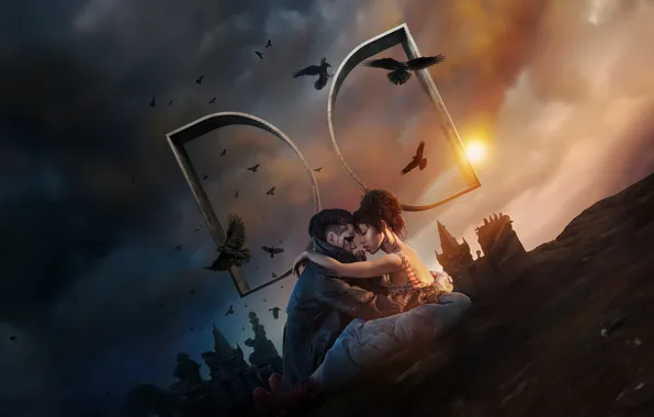 Raven, mystic, pair, crows, Thriller, poster, The Crow, Bill Skarsgård