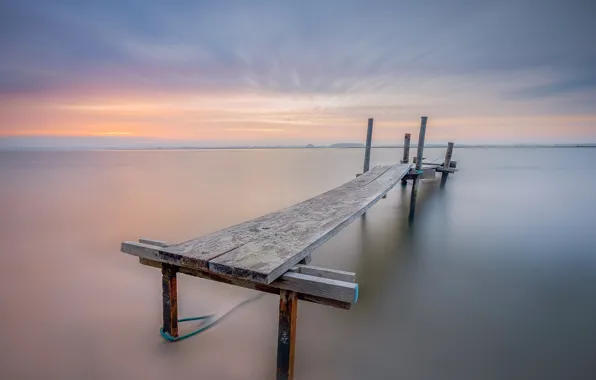 Picture sea, sunset, bridge