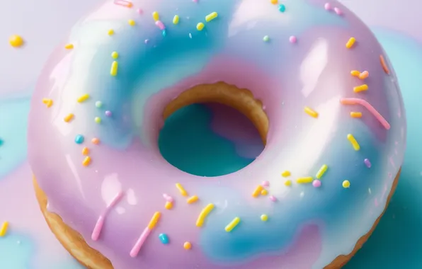 Pink, blue, figure, food, donuts, donut, dessert, yellow