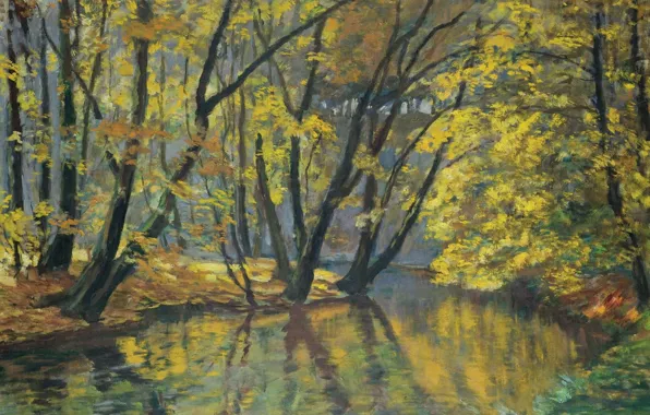 Autumn, landscape, nature, river, picture, Antonin Hudecek, The Bela Stream in Autumn, Antonin Hudecek