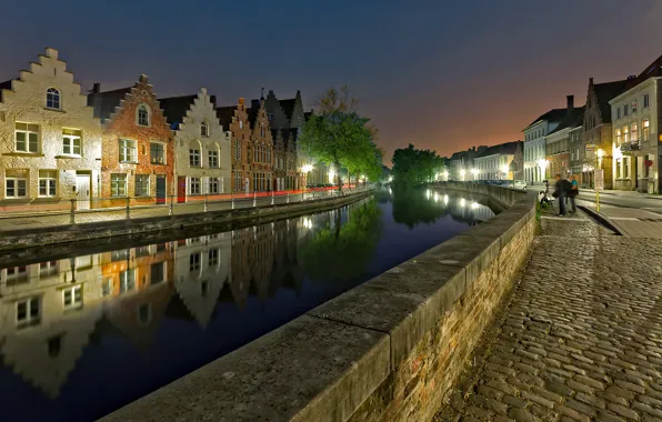 Lights, the evening, Belgium, Bruges