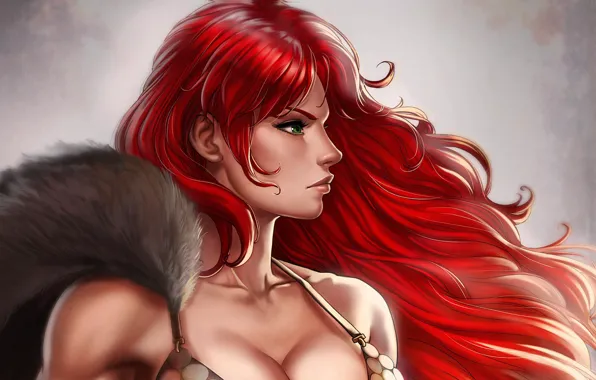 Girl, warrior, Red Sonja, Red Sonja, by Dandonfuga