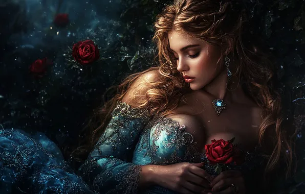 Look, girl, fantasy, image, Princess, AI art, neural network