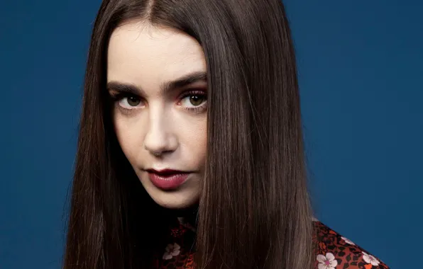 Look, girl, hair, portrait, Lily Collins