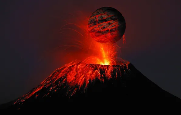 Picture fire, Apocalypse, disaster, lava, death, the eruption of the volcano, black planet