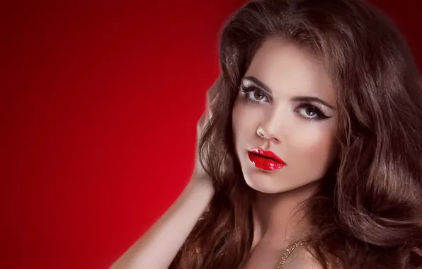 Picture girl, portrait, makeup, brunette, long hair