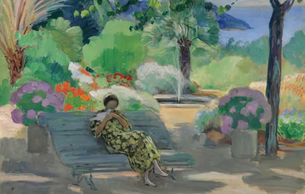 Landscape, picture, Henri Lebasque, Henri Lebacq, A young Woman with a Dove