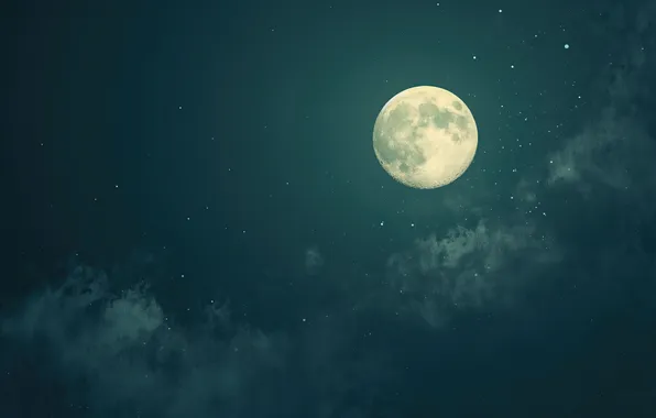 Picture moon, landscape, night, stars