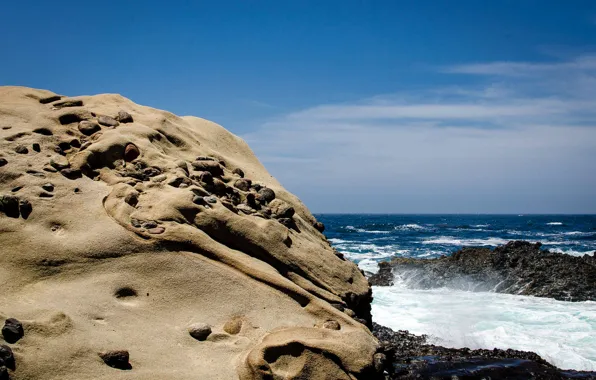 Picture sea, the sky, rocks, clouds