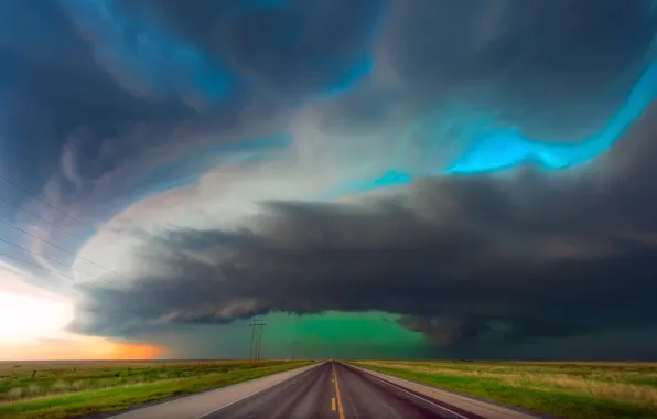 Picture road, the sky, clouds, clouds, storm