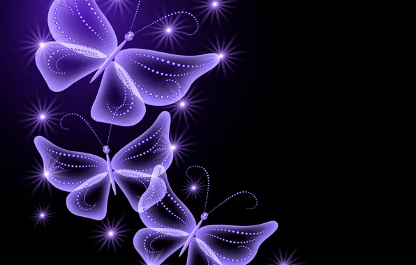 Picture butterfly, abstract, glow, neon, purple, sparkle, butterflies, neon