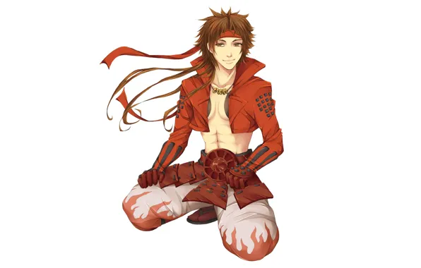 Smile, guy, sitting, Sengoku Basara, The Era Of Unrest
