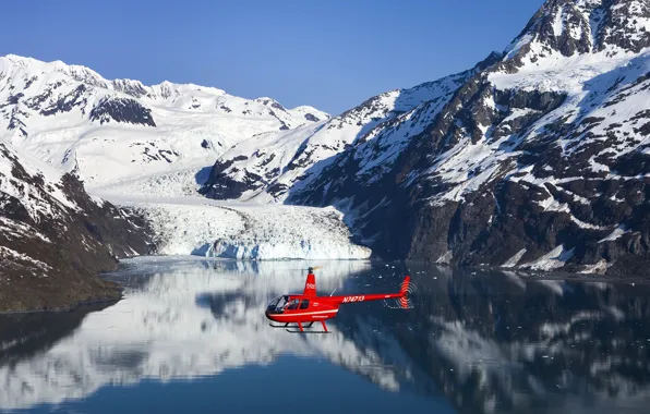 Picture SEA, MOUNTAINS, The OCEAN, The SKY, FLIGHT, SNOW, HELICOPTER, BLADES