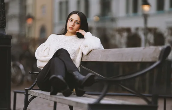 Girl, bench, Ann