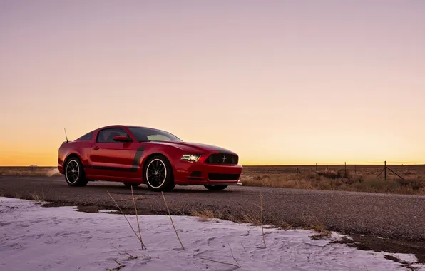 Picture road, sunset, mustang, Mustang, ford, Ford, boss, boss302