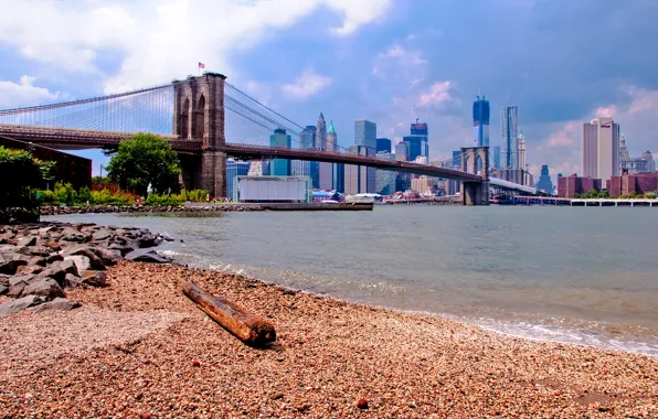 The sky, landscape, bridge, home, USA, Brooklyn, New York