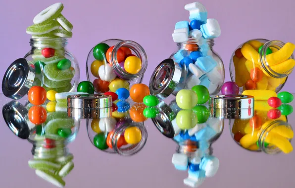 Reflection, food, candy, banks, still life, pastry, a lot, different