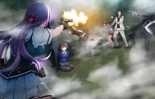 Girls, shooting, the bandits, hostage, Grisaia: Phantom Trigger