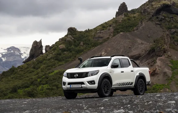 Picture white, slope, Nissan, pickup, Navara, 2020, Off Roader AT32