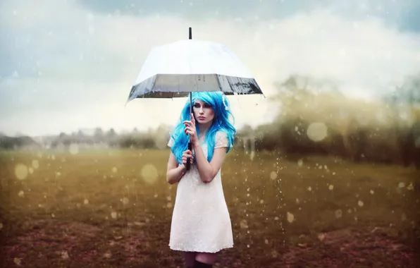 Girl, rain, umbrella