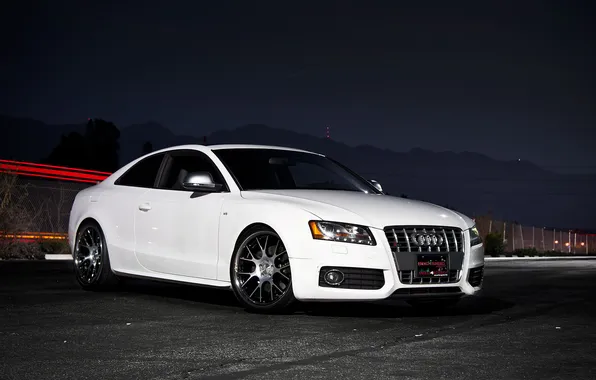 Picture night, Audi, Audi, white, white, the front part