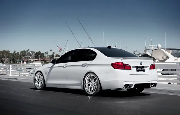 Picture BMW, yachts, BMW, pier, white, white, the rear part, F10
