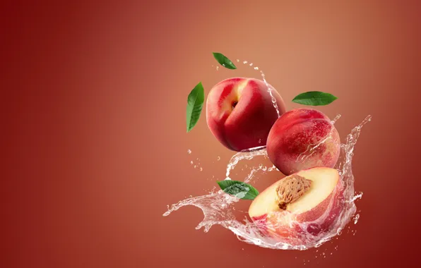 Water, squirt, background, nectarine