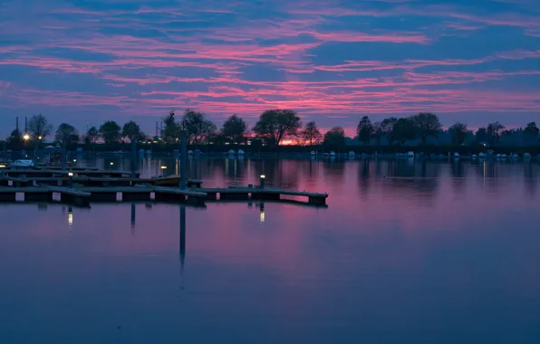 Wallpaper clouds, Bayern, pier, Germany, glow, Lindau, Baden lake, boat
