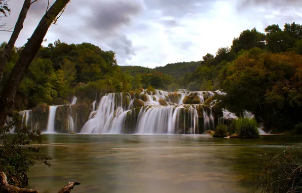 Picture autumn, river, waterfall, cascade, Croatia, Croatia, Krka National Park, Dalmatia