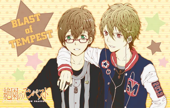 Picture each, headphones, glasses, stars, art, green eyes, ren saizaki, Mahiro Fuwa