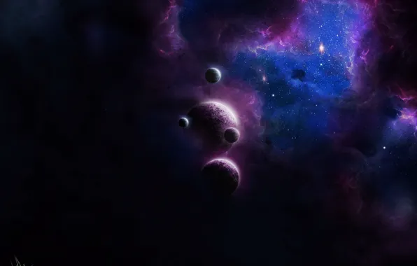 Space, nebula, planet, by Tira-Owl