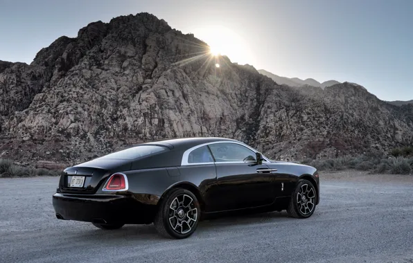 The sun, rays, black, Rolls-Royce, car, rolls-Royce, Wraith, Black Badge