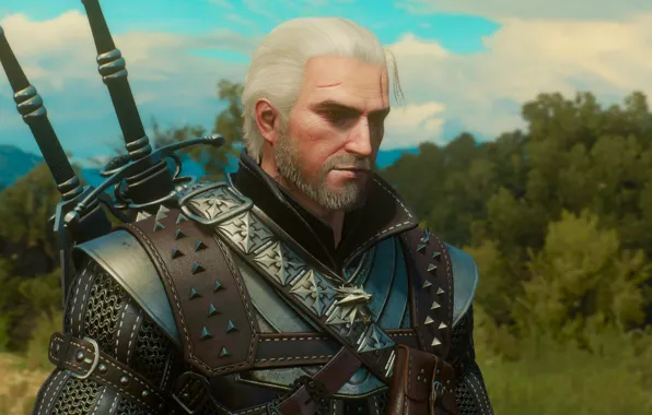 Picture armor, armor, swords, the Witcher, Geralt, hunter, the protagonist, The Witcher 3 Wild Hunt