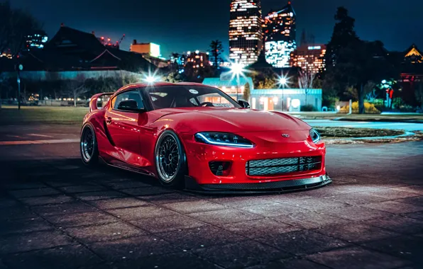 Picture Toyota, Cars, Night, Toyota Supra, Sports car, Toyota Supra A90, Red cars