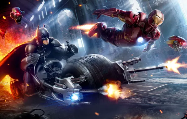 Costume, motorcycle, Iron man, Batman